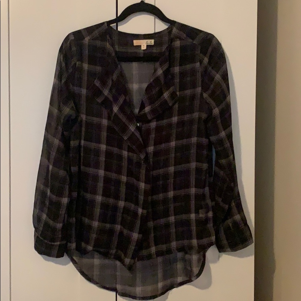 illa illa sheer tartan blouse